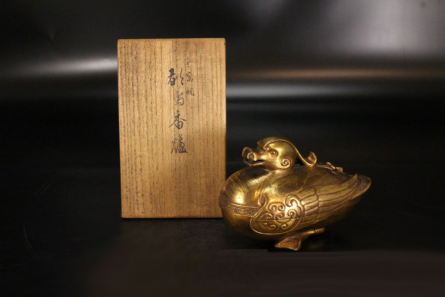 SOLD OUT 中国美術 鍍金 銅 水鳥 香炉(ZE183) | 京都の骨董品買取店 