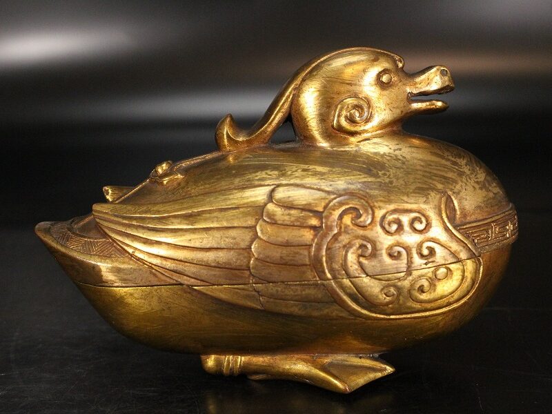 SOLD OUT 中国美術 鍍金 銅 水鳥 香炉(ZE183) | 京都の骨董品買取店 